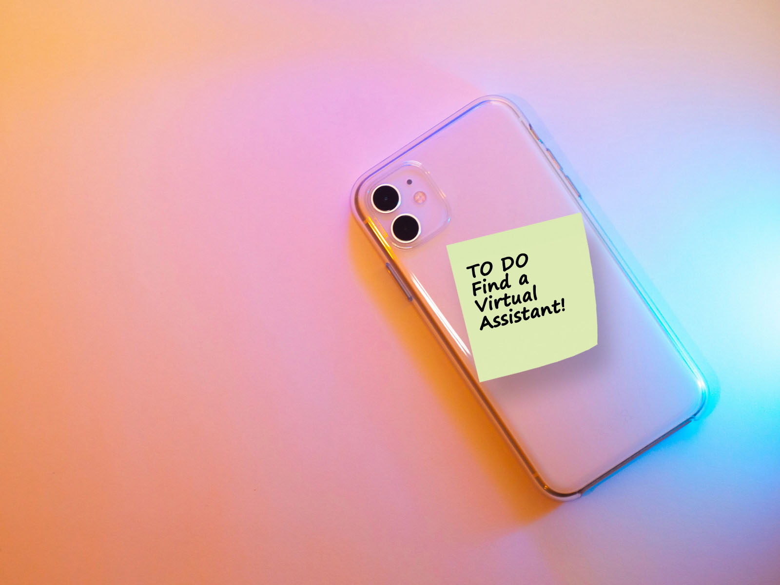 Image of a phone with a post-it note